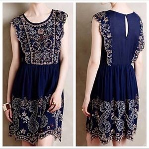 Vanessa Virginia Embroidered Eyelit Shift Dress